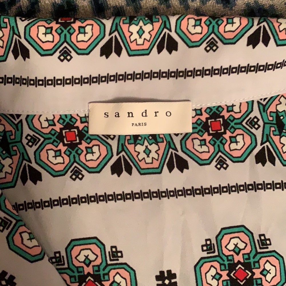 NWOT Sandro Satin Patterned Blouse - Picture 7 of 7